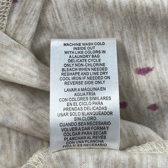 Democracy Top Womens Small Heather Tan Purple Abstract Print Ruched Sleeve - Picture 13 of 16